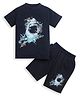 ZIP ZAP ZOOP Cotton Half Sleeves Shark Printed Tee & Short Set - Navy Blue