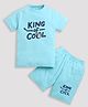 ZIP ZAP ZOOP Cotton Knit Half Sleeves King of Cool Text Printed Tee & Shorts Set - Light Blue