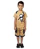 ZIP ZAP ZOOP Cotton Half Sleeves Monkey Printed Tee With Coordinating Shorts Set - Beige