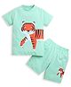 ZIP ZAP ZOOP Cotton Knit Half Sleeves Tiger Printed Tee & Shorts Set - Light green