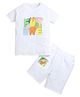 ZIP ZAP ZOOP Cotton Half Sleeves Future Text Printed Tee With Coordinating Shorts Set - White