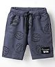 Evimo Looper Knit Knee Length Shorts With Football Print - Charcoal Grey