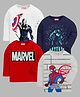 KUCHIPOO Cotton Blend Marvel Avengers Featuring Pack Of 4 Full Sleeves Characters Printed Tees - Red Grey Blue & White