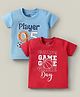 Doodle Poodle 100% Cotton Knit Half Sleeves T-Shirts with Sports Theme Print Pack of 2 - Red & Light Blue