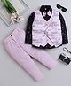 Fourfolds Cotton Full Sleeves Chevron Printed 3 Piece Party Suit Set With Bow - Pink