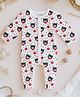 Kidbea 100% Organic Cotton Full Sleeves Bear Printed Romper- Grey