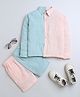 ZIP ZAP ZOOP Cotton Full Sleeves Cut & Sew Shirt & Coordinating Shorts Set - Pink & Blue