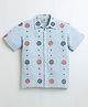 ZIP ZAP ZOOP Cotton Woven Half Sleeves Geometric Embroidered Shirt - Light Blue