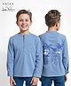Arias 100% Cotton Woven Full Sleeves Denim Shirt with Nature Print - Light Blue