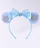 Babyhug Disney Hairband with Bow Applique & Sequin Detailing - Light Blue