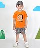 BAD BOYS Cotton Half Sleeves Typography Printed Tee With Shorts & Cap Set - Orange