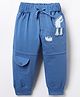Mini Taurus Looper Knit Full Length Lounge Pants with Dino Patch - Blue