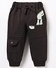 Mini Taurus Looper Knit Full Length Lounge Pants with Dino Patch - Dark Brown