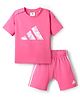 ADIDAS KIDS Cotton Knit Dino Printed T-Shirt & Shorts Set - Pink