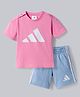 ADIDAS KIDS Cotton Knit Half Sleeves T-Shirt & Shorts With Logo Print - Pink & Blue