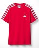 Adidas Kids Cotton Knit Half Sleeves T-Shirt With Tape Detailing & Brand Logo Print - Red
