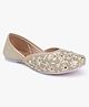 Superminis Floral Designed & Rhinestones Embellished Mojaris - Gold