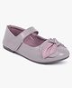 Superminis Bow Applique Detailed Mary Jane Ballerinas With Velcro Closure - Grey