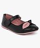 Superminis Bow Applique Detailed Mary Jane Ballerinas With Velcro Closure - Black