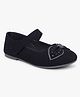 Superminis Checked Bow Applique Detailed & Glittered Mary Jane Ballerinas With Velcro Closure - Black