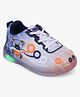 Superminis Teddy Bear Designed & Striped Lace Up LED Sneakers - Navy Blue