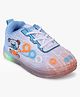 Superminis Teddy Bear Designed & Striped Lace Up LED Sneakers - Sky Blue