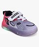 Superminis Abstract Designed Striped LED Sneakers With Velcro Closure - Red