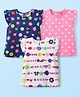 Babyhug Cotton Knit Frill Sleeves T-Shirt with Tropical Theme & Hearts Print Pack of 3 - Navy Blue Pink & White