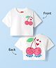 Babyhug Cotton Knit Half Sleeves Drop Shoulder T-Shirt with Cherry Print - White