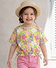 Babyhug Cotton Knit Half Sleeves Top with Floral Print - Yellow