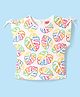 Babyhug Cotton Knit Half Sleeves Top With Leave Print - White