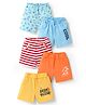 Doodle Poodle 100% Cotton Knit Shorts With Stripes & Sea Life Pack Of 5 - Light Blue Orange & Yellow