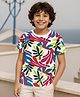 OLLINGTON ST. Cotton Half Sleeves Leaves Printed Knit T-Shirt -Multicolor