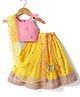Babyoye Woven Sleeveless Choli Lehenga Set & Dupatta with Sequin & Lace Detailing - Pink & Yellow
