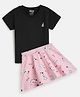 Plan B Half Sleeves Dog Printed Tee With Skirt Set - Multi Colour