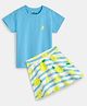 Plan B Cotton Half Sleeves Lemon Printed Tee With Skirt Set - Multi Colour