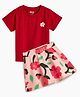 Plan B Cotton Half Sleeves Floral Printed Tee With Skirt Set - Multi Colour