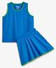 Plan B Cotton Sleeveless Solid Tank Top With Coordinating Skater Skirt Set - Blue