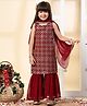 Muffin Shuffin Georgette Sleeveless Threadwork Embroidered Sequins Embellished Kurta Gharara With Dupatta Set - Maroon