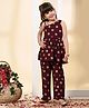 Muffin Shuffin Rayon Sleeveless Floral Foil Printed Kurta Palazzo Set - Wine