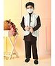 Muffin Shuffin Rayon Full Sleeves Solid Kurta Pyjama With Striped Nehru Jacket Set - Brown
