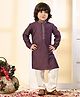 Muffin Shuffin Silk Full Sleeves Lace Detailed Kurta Pyjama Set - Lavender