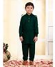Muffin Shuffin Rayon Full Sleeves Solid Pathani Style Kurta Pyjama Set - Bottle Green