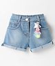 Little Kangaroos Knee Length Washed Denim Shorts with Star Applique - Blue