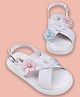 Toothless Floral Applique Detailed & Pearls Embellished Sandals - White