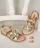 Toothless Metallic Gladiator Style Sandals - Golden