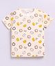 Little Ninja Cotton Half Sleeves Baby Animals Printed Tee - Cream