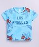 Little Ninja Cotton Half Sleeves Los Angeles Text Printed Tee - Sky Blue