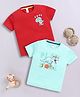 Little Ninja Cotton Pack Of 2 Half Sleeves Dinosaurs Printed Tees - Red & Green