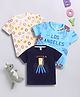Little Ninja Cotton Pack Of 3 Half Sleeves Dinosaur & Los Angeles Text Printed Tees - Multi Colour
